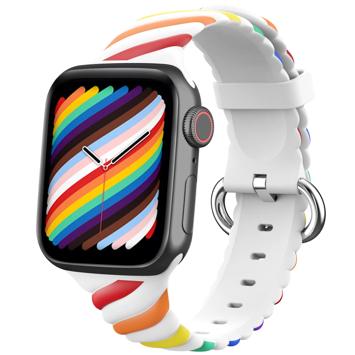 Sports Silicone Two-tone Stripes Strap For Apple Watch 38 40 41mm 42 44 45 mm Bracelet iWatch Band Series 3 4 5 6 7 SE Wristband