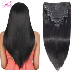 FABC Hair Peruvian Straight Hair Clip in Human Hair Extensions Natural Color Remy Hair Clip-In Full Head 10Pcs/Set