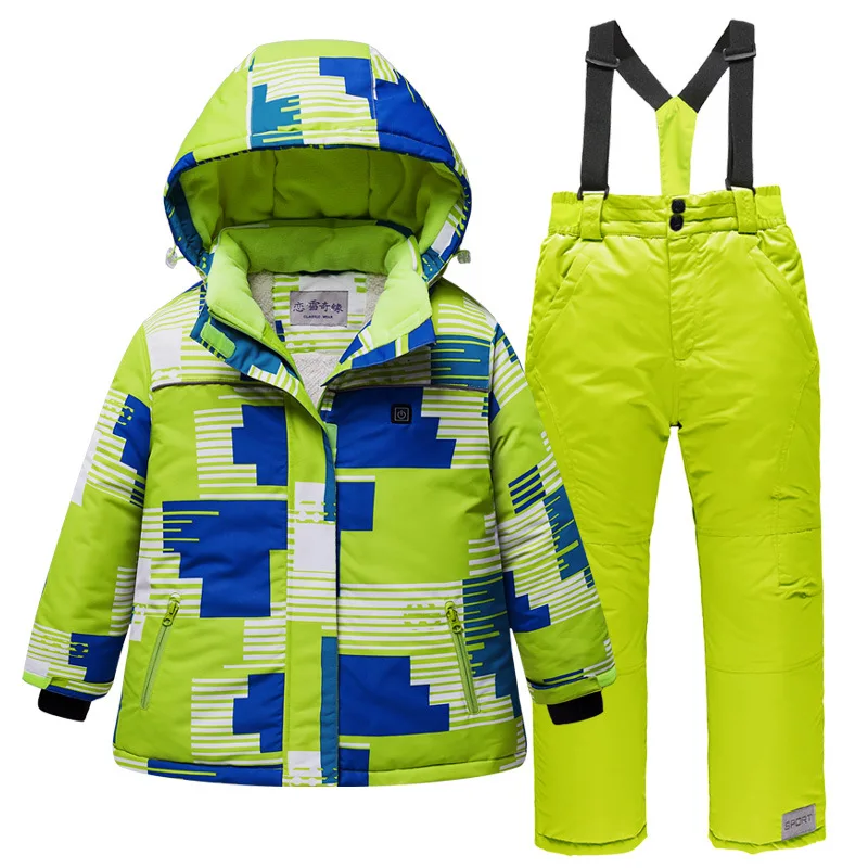 

Children’s Ski Suit Waterproof USB Charging Heating Jacket and Ski Pants Kids Snow Suit Winter Boys and Girls Snowboard Clothes