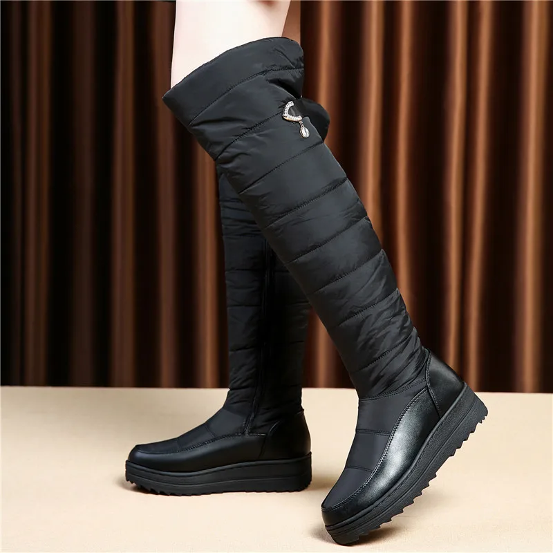 ASUMER 2021 New High quality winter boots female platform boots zipper thick fur warm knee snow boots women long cotton shoes