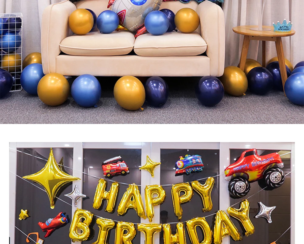 Flugzeug Auto Folie Helium Luftballons Bus Polizei Auto Feuerwehrauto Engineering Modell Ballon Junge Kinder Thema Geburtstag Party Dekoration – Detail 15