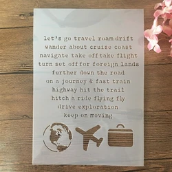A4 29cm Travel Plane Artical DIY Layering Stencils Wall Painting Scrapbook Coloring Embossing Album Decorative Template