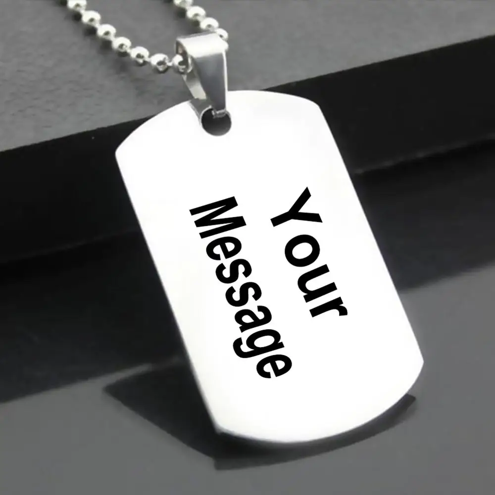 Custom Laser Engraved Stainless Steel Rectangle Dog Tag Military Pendant   Jewellery  Birthday Christmas Gift for Men