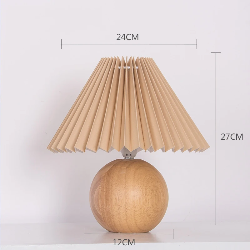 Vintage Pleated Table Lamp with LED E27 Tricolored Bulb Ceramic Base  AU US EU UK Plug Cute Decorative Night Light for Bedroom