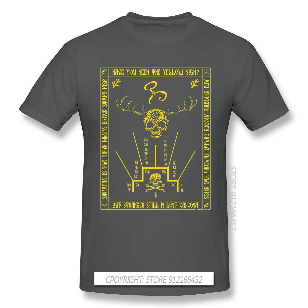 High Quality O-Neck 100% Cotton Tops & Tee Band Yellow King Schema Azhmodai T-Shirts / Autumn Call Of Cthulhu Sleeve Short