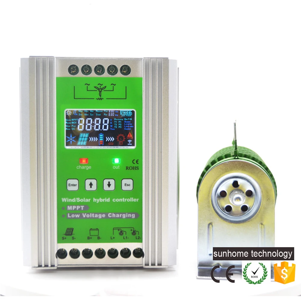 

mppt wind solar hybrid controller colorul LCD display 300W-600W wind max 600W solar with dump load resistor