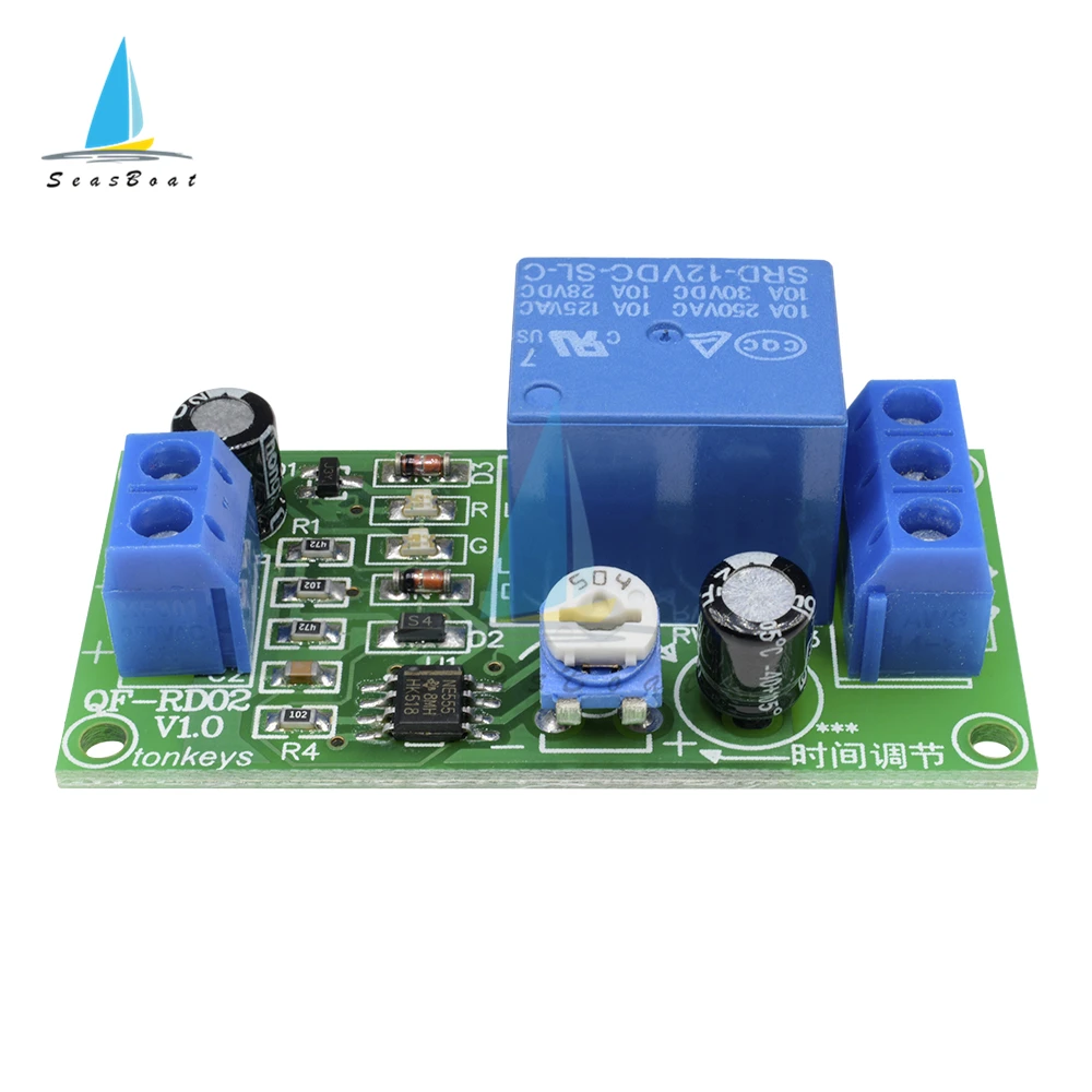 NE555 DC 12V Time Delay Relay Module Conduction Trigger Timing Delay Relays Timer Switch Pulse Generation Adjustable 0-60 Second