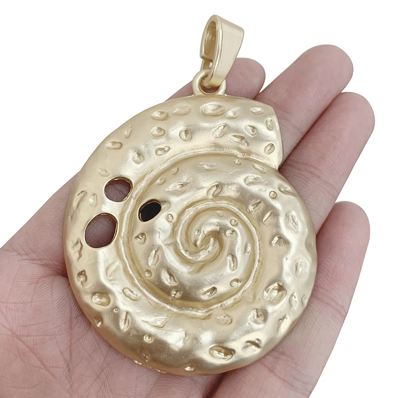 1 x Large Spiral Seashell Conch Sea Snail Matt Gold Color Charms Pendants for DIY Necklace Jewelry Making Findings Accessories