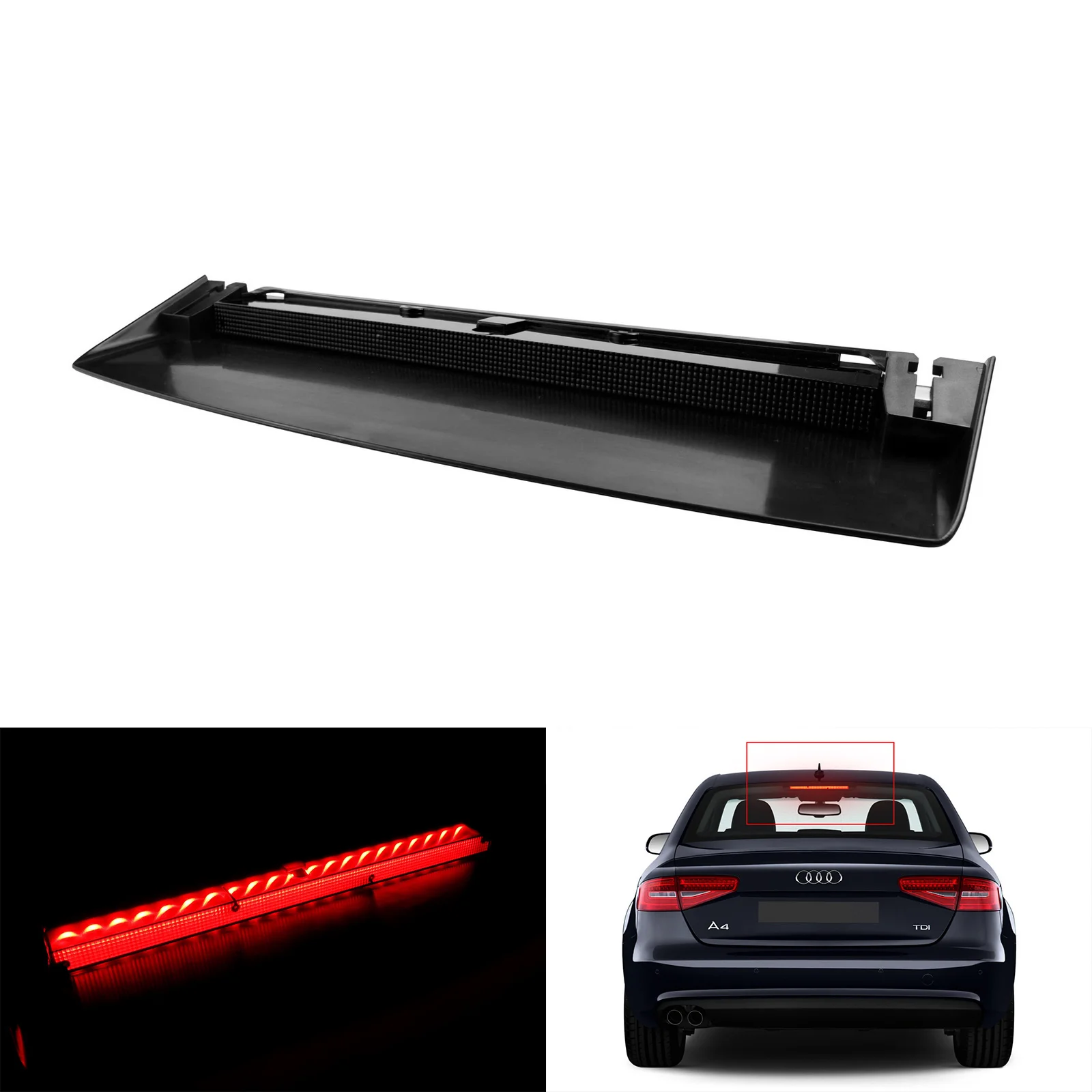 Black Lens LED High Level Third Brake Stop Light For Audi A4 S4 B8 Saloon 07-15