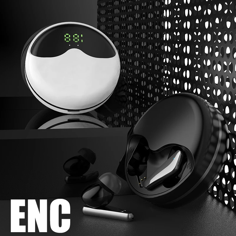 New ENC Wireless Headphones Bluetooth V5.1 Earphones Rotary Opening Sport Earbud Gaming Headset Touch Control With Mic For Phone