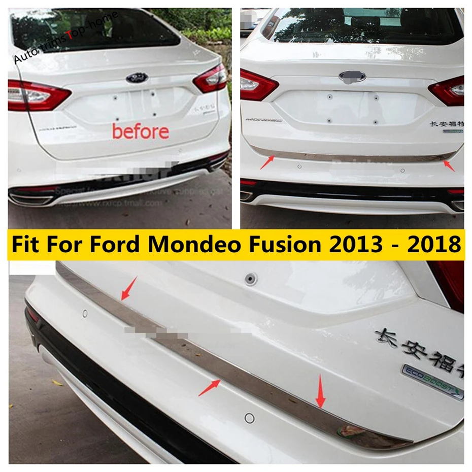 Rear Trunk Tailgate Door Bottom Lid Strip Cover Trim For Ford Mondeo Fusion 2013 - 2018 Stainless Steel Accessories Exterior Kit