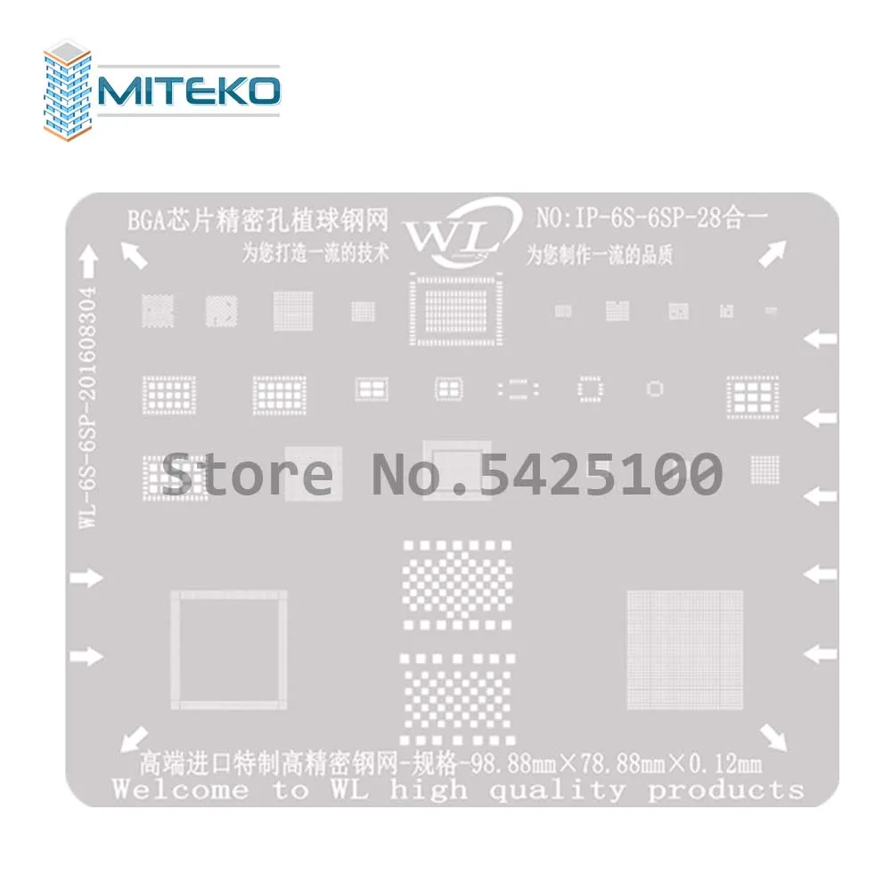 WL BGA Reballing Stencil Kit Motherboard Chip Planting Tin Mesh Template for 5 5C 5S 6 6P 6S 6SP 7 7P 8 8P Plus