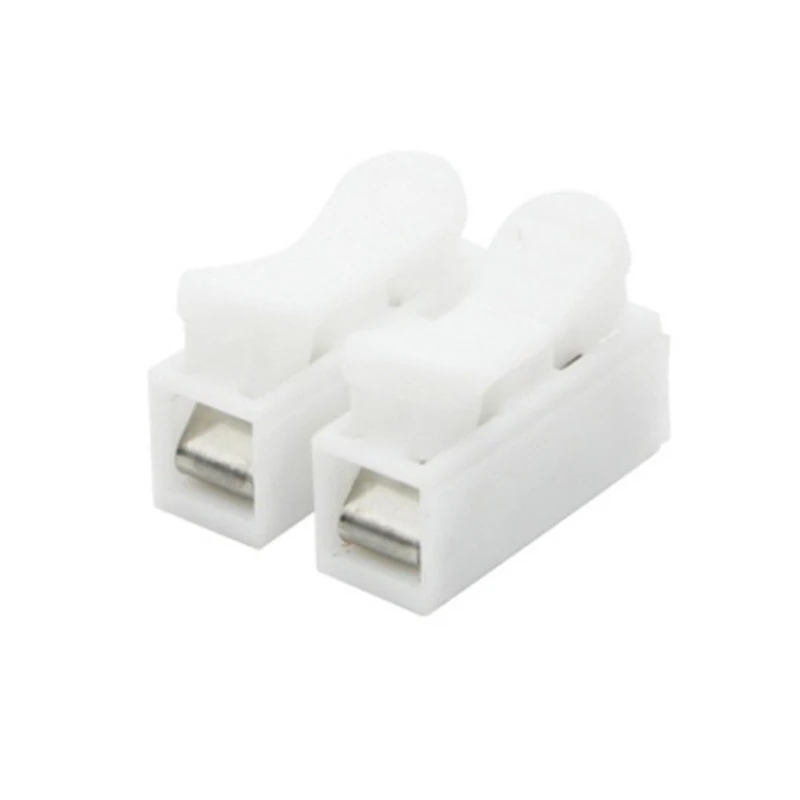 10Pcs CH2 White CH-2 Wire Connector Voltage 250V Wiring Terminal 2P Electrical Crimp Terminals Block Splice Cable Clamp Easy