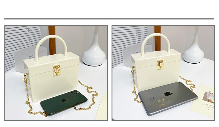 Acrylic Box Style Purses and Handbags for Women Candy Color Top Handle Party Female Clutch Crossbody Chain Shoulder Bag Designer