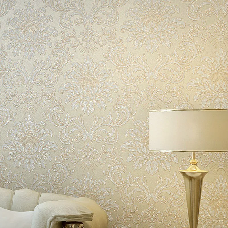 WELLYU High atmospheric perspective flocking wallpaper Non-woven wallpaper European bedroom home improvement TV backdrop