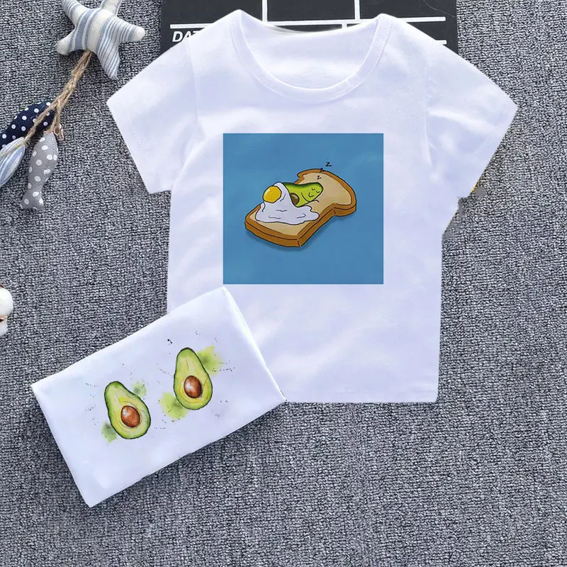 Cute Fruit Cartoon Boys Tops Dancing Avocado Fun Girls Shirts Harajuku Novel Design Kids Shirts Kids Essential Kawaii New Shirts