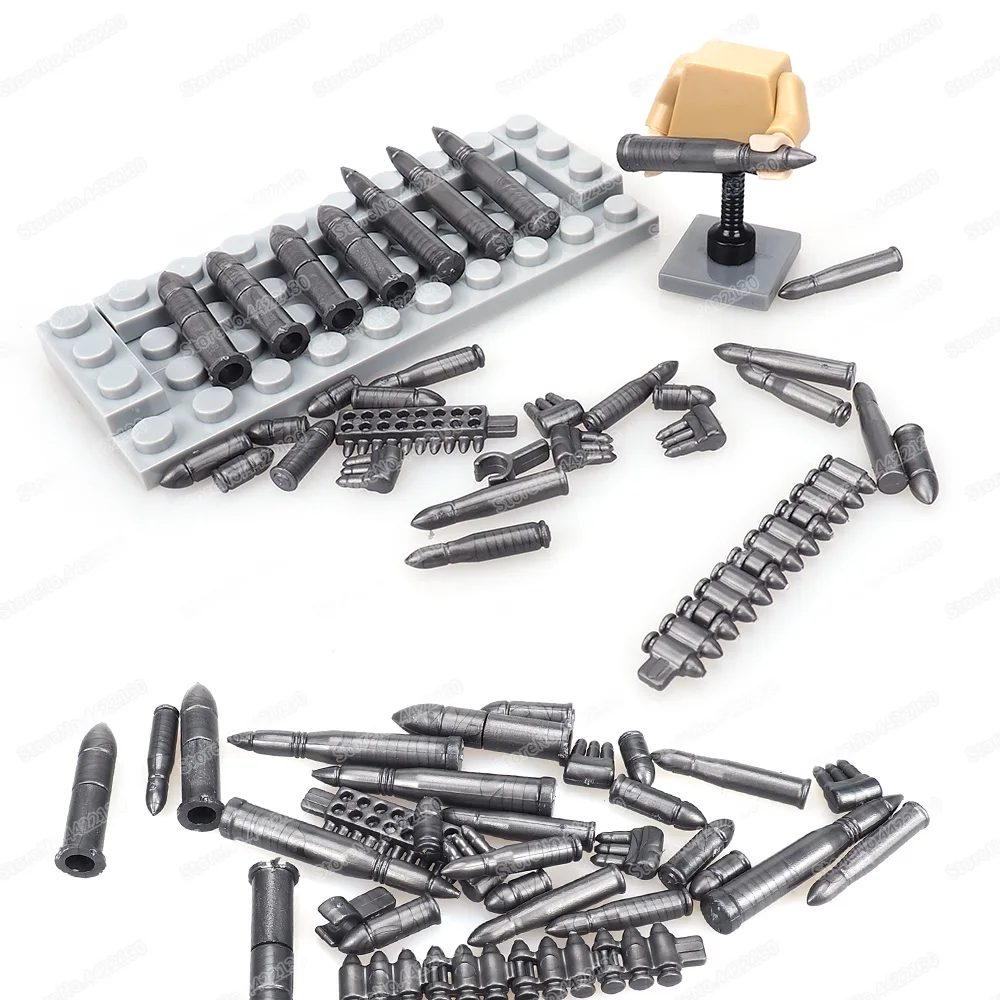 Bloques de construcción de balas de potencia de fuego militar, figuras de soldado de la Segunda Guerra Mundial, equipo de armas, modelo de ensamblaje, regalos de bricolaje, juguetes para niños