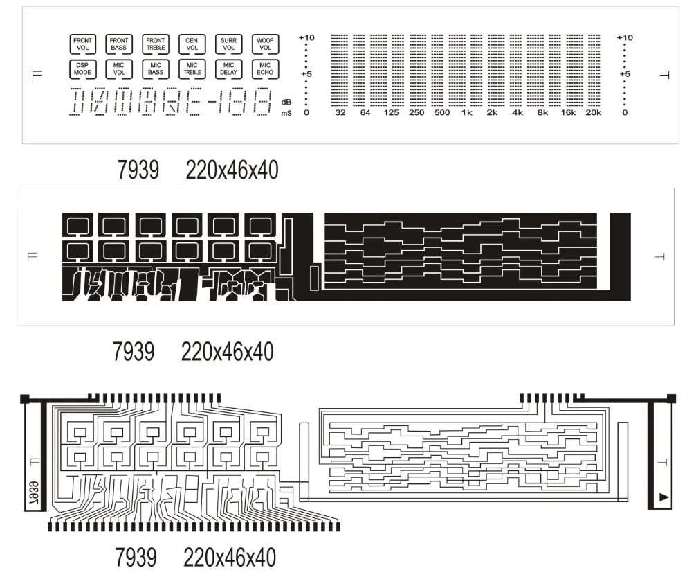 Display fluorescente per amplificatori di potenza e altoparlanti (VFD7939)