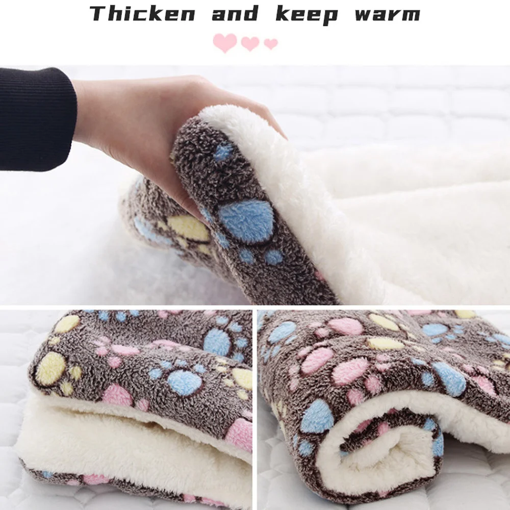 Thickened Flannel Pet Wool Cushion Soft Pet Blanket Cute Patterned Mattress Puppy Dog Cat Sofa Cushion Peace of Mind Sleep Cover