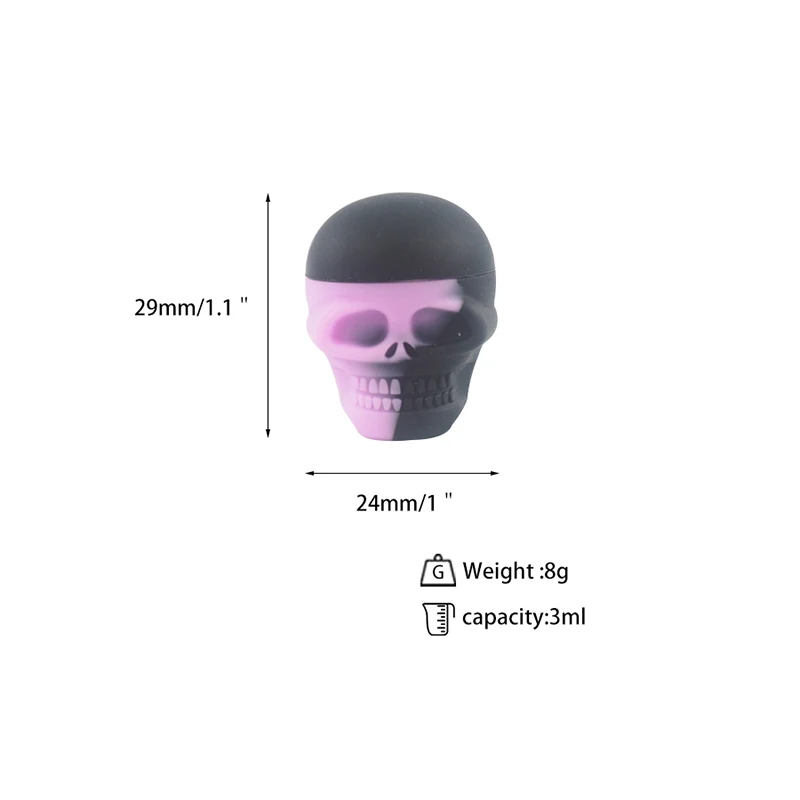 Silicone Skull Style Small Jars, Slick Storage Bottle Tanks, Smoking Accessories, Random Wax Concentrate Container, 3ml, 6Pcs