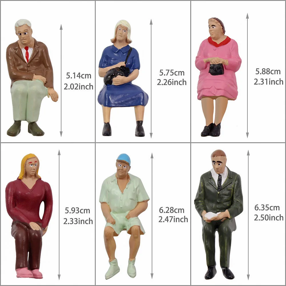 Figuras Sentadas para Layout Ferroviário, Modelo, Escala G, Todos Sentados, Pessoas Pintadas, 24 Poses Diferentes, 1:22.5 1:25, 24Pcs