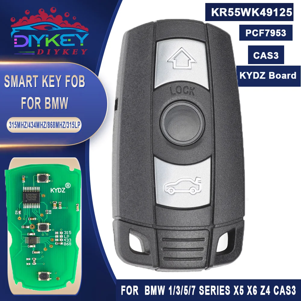 

DIYKEY (KYDZ) CAS3 KR55WK49125 315MHz/434MHz/868MHz/315LP PCF7953 Smart Remote Key for BMW E60.E61.E90.E92 X5 X6 Z4 2002-2013