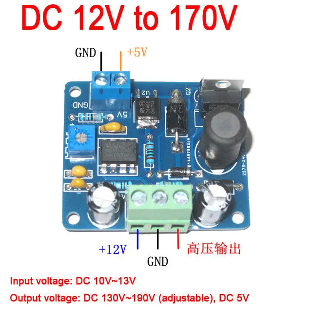 DC 12V to 170V DC boost High Voltage NIXIE Power Module PSU NIXIE TUBE ERA DC 5V