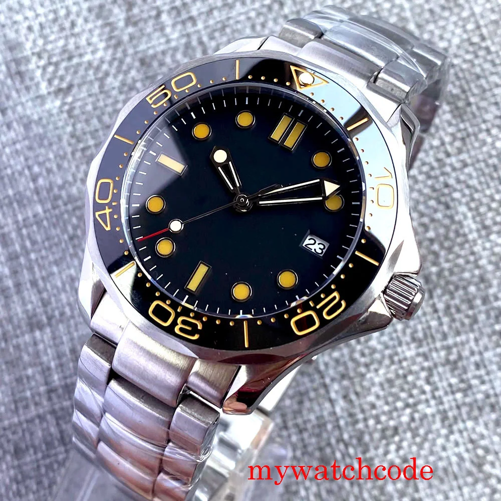 

41mm Corgeut 24 Jewels NH36 Black Blue White Dial Sapphire Glass Ceramic Bezel Automatic Men's Watch Luminous Index