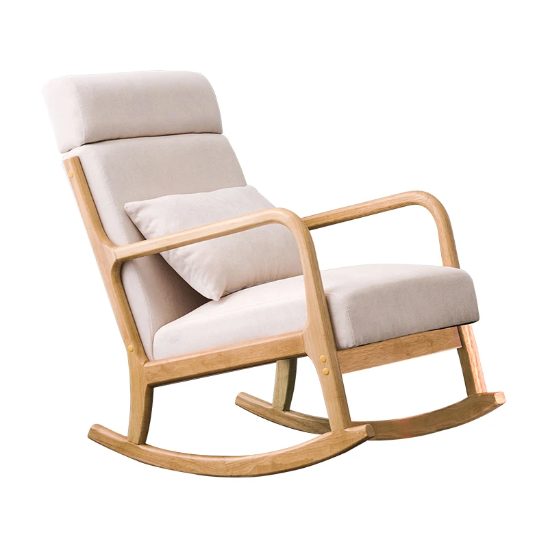 Rocking Chair Recliner Home Adult Nordic Style Balcony Leisure Lazy Living Room Rocking Chair Siesta Solid Wood Easy Chair