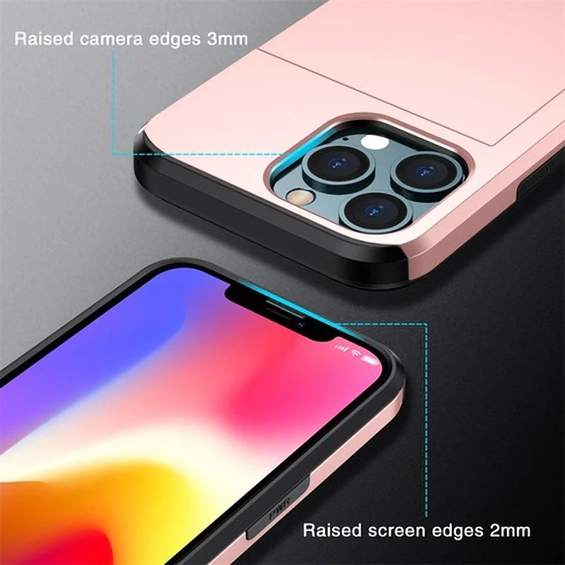 Ik05 para iphone 11 12 13 pro max mini x xr 7 8 plus se 2020 luxo gota resistente slot para cartão carteira telefones celulares caso smartphone