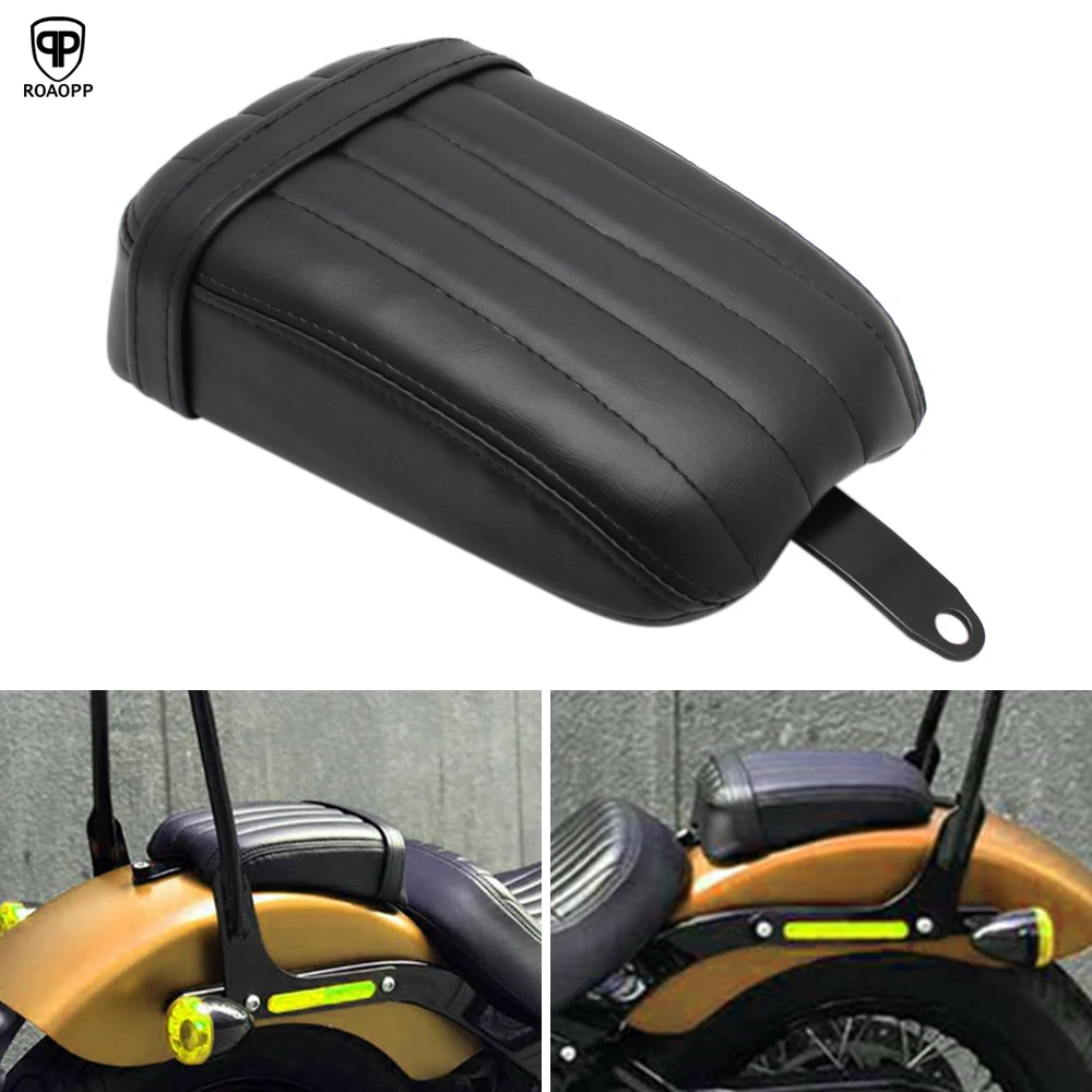 Motorcycle Black Leather Rear Passenger Seat Pillion Cushion For Harley Softail Standard 2020-2023 Street Bob 2018-2023