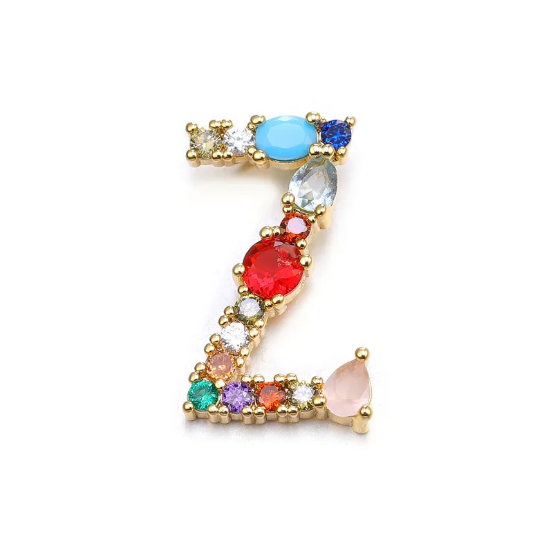Juya handgefertigte 18K vergoldete Regenbogenkristalle, Opal-Edelsteine, 26 Alphabetbuchstaben, Anfangsbuchstaben-Anhänger für DIY-Namensschmuckherstellung – Detail 32