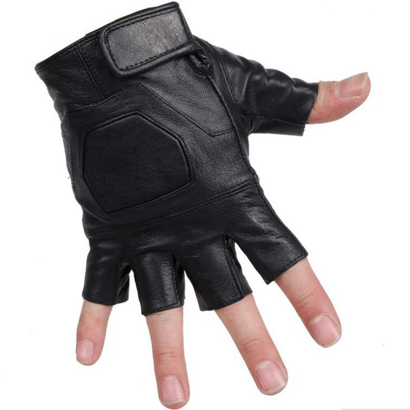 Genuine Leather Gloves Sport Driving Slip-resistant Luvas Half Finger High Quality Sheep Leather Fingerless Gym Fitness Gloves