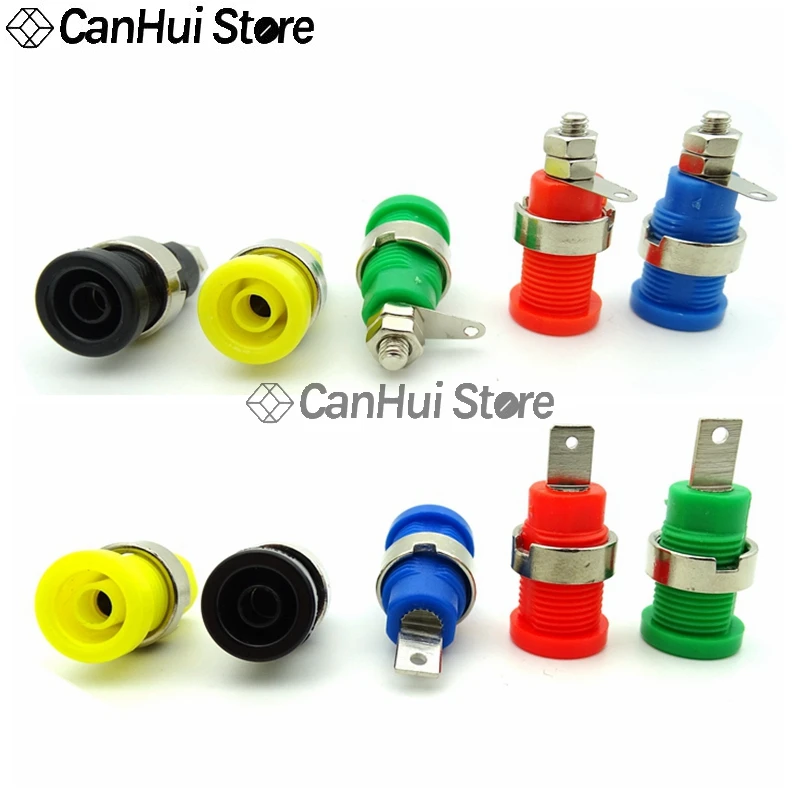 5pcs Insulated Safety 4MM Banana Plug Socket Jack Panel Mount Binding Post Connector Multimeter Banana head Female 32A 5 Colours