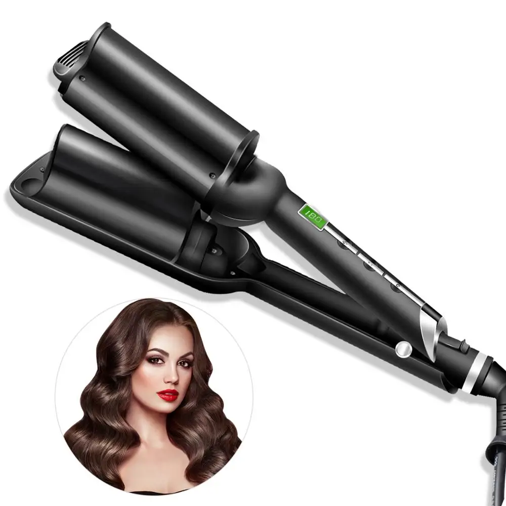 Professional Wave Hair Curling Iron Ceramic Triple Barrel Hair Waver Styling Tools LCD Display Styler Fast Curl Rolls