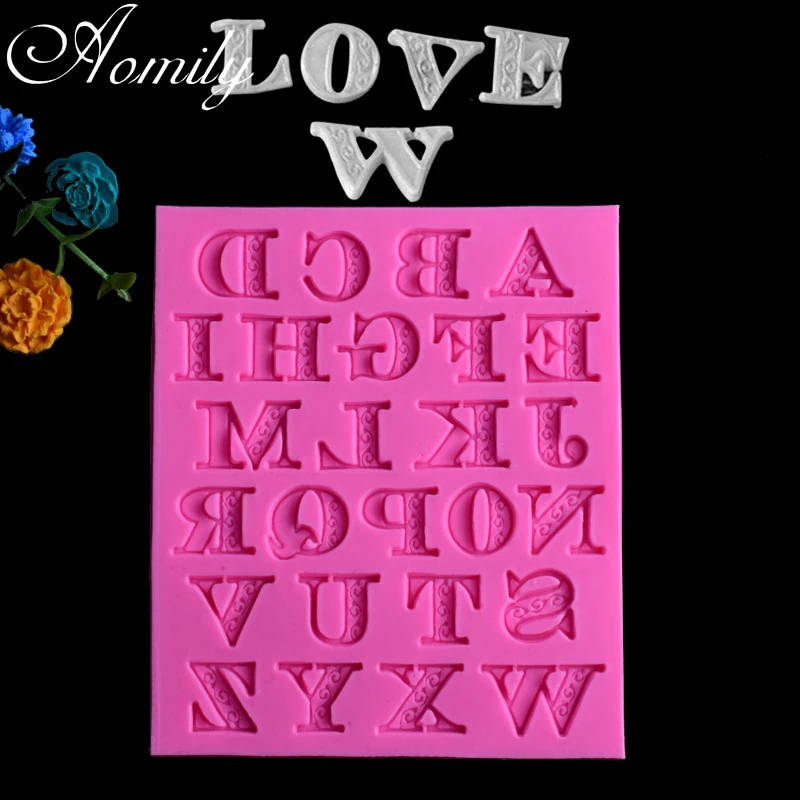 Aomily 3D Art Letters A-Z Silicone Molds Cake Chocolate Mold Wedding Cake Decorating Tools Fondant Sugarcraft Soap Baking Tools