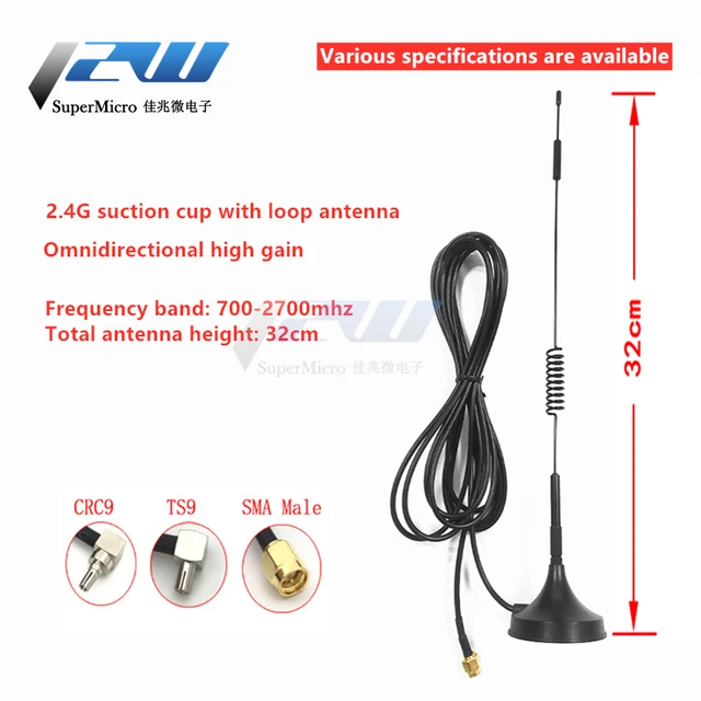 700-2700MHz 12dBi 2G 3G 4G LTE Antena magnetyczna o wysokim wzmocnieniu TS9 /CRC9 /SMA-J Złącze męskie Zewnętrzna antena routera GSM/GPRS 3M/5M
