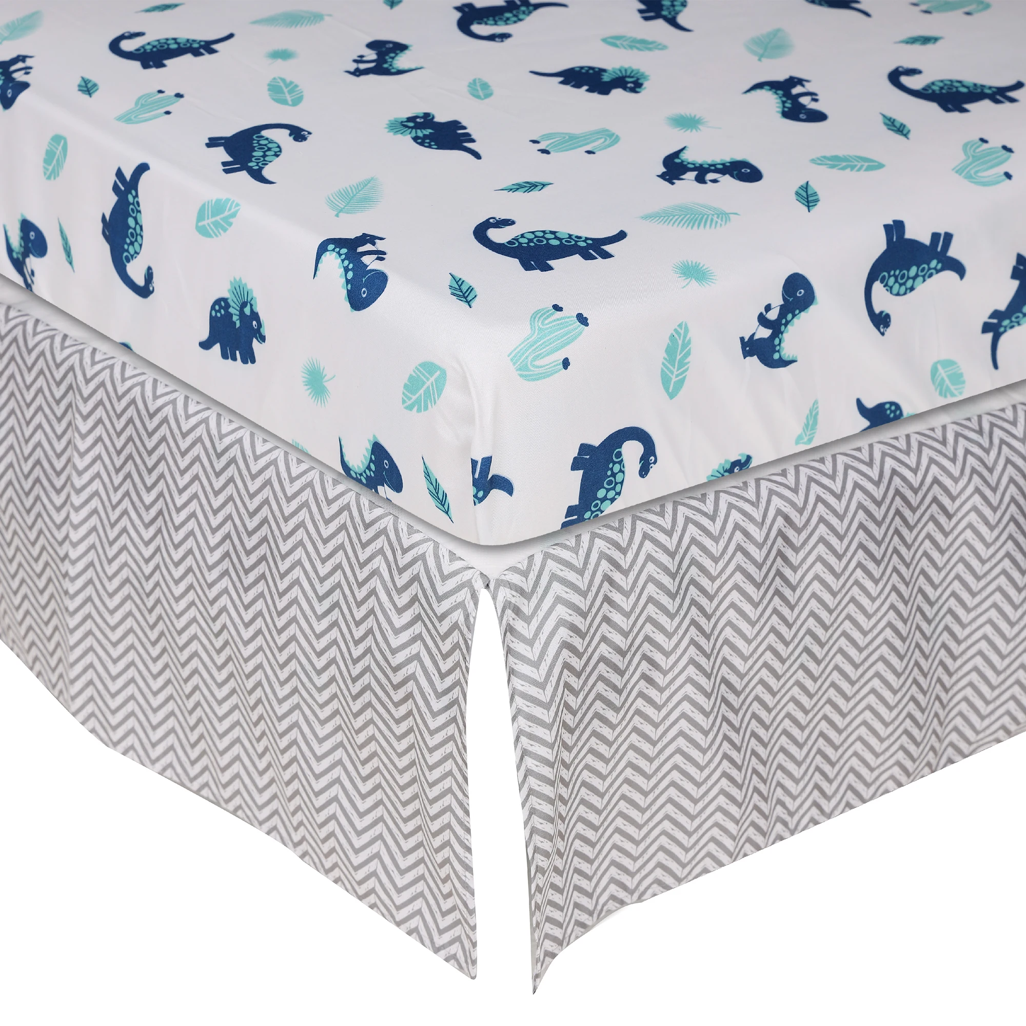 3 pcs Baby Crib Bedding Set  dinosaures for boys hot sale including quilt, crib sheet, crib skirt