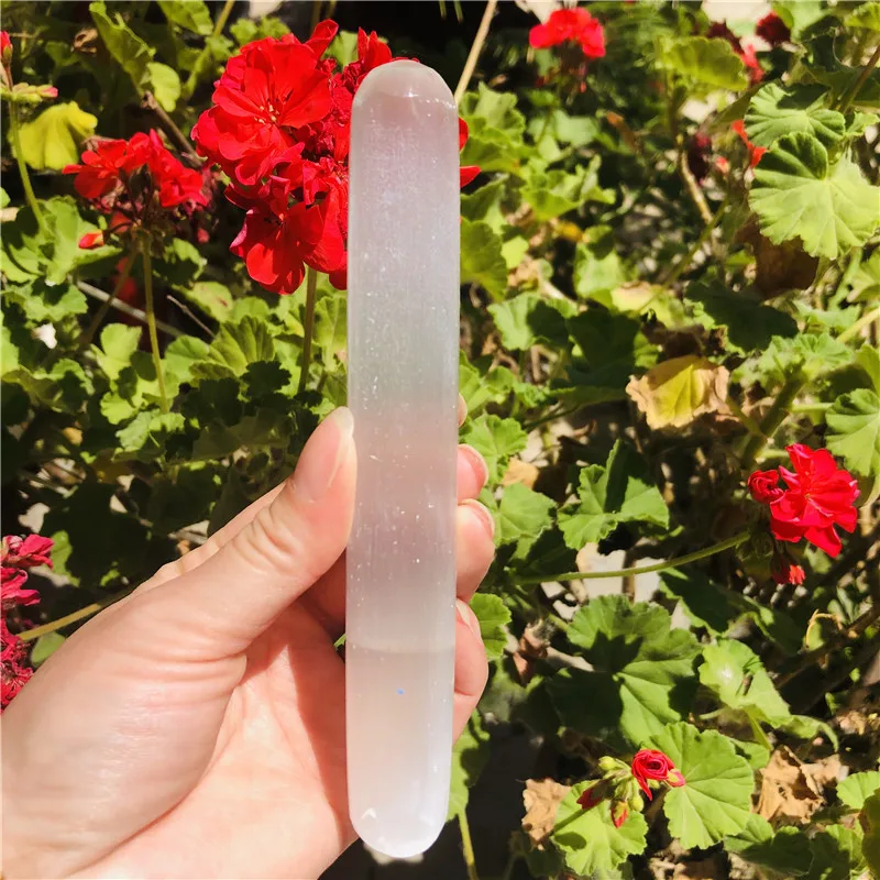 Natural Clear Gypsum Selenite Crystal Wand Massage Stick Energy Stone Gemstone Wicca Decor Point Gift From Moroccan