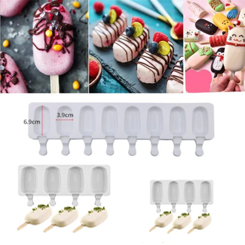 3D DIY Handmade Silicone Cream Eco-Friendly Popsicle Mousse Dessert Freezer Juice Cube Tray Barrel Maker Mold