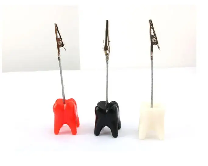 100pcs Creative Tooth Shape Place Card Holder Party Souvenirs Teeth Notes Clips Desktop Name Business Card Clamp SN2140