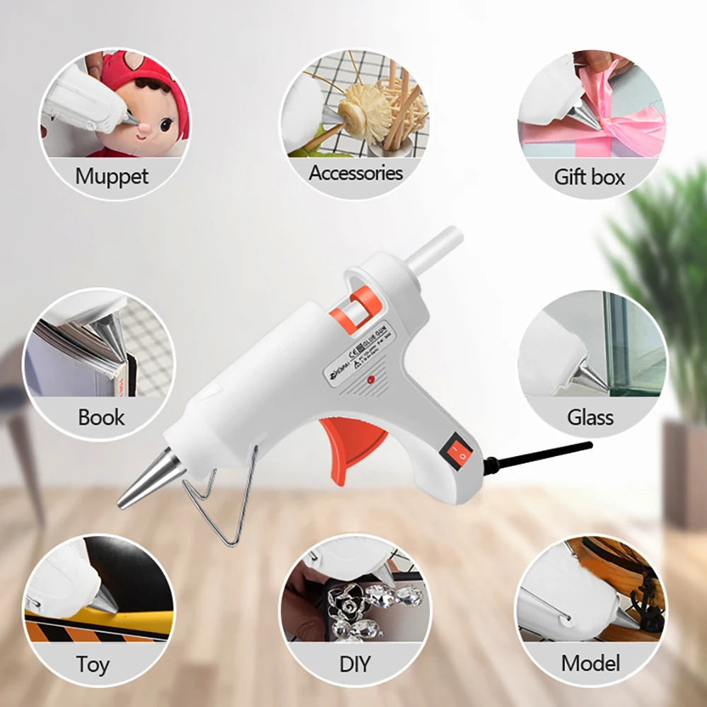 Hot Melt Glue Gun with 7x100mm Glue Sticks 20W Heating Gun Home DIY Tools Hot Silicone Guns Electric Mini Thermal Glue Gun