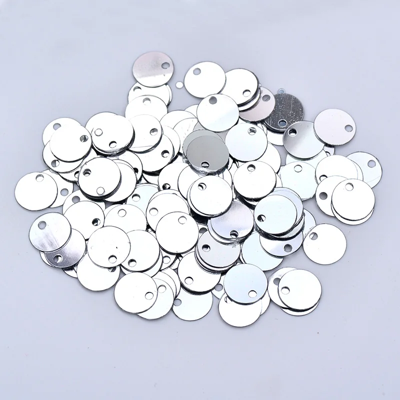 JUNAO 100g 10mm 12mm 14mm Silver Color Sequins Loose Glitter Sewing Flat Round Shape Paillette For Garment Accessories