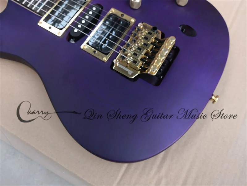 custom-made 6 string electric guitar,ultra-thin purple guitar,flamed maple veneer,groove fan fingerboard,tremolo bridge