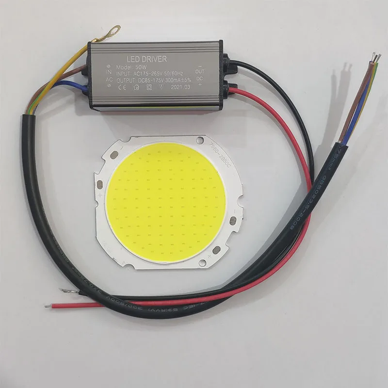 Chip LED 50W COB perline di luce per lampione riflettore sorgente luminosa stoppino accessori per proiettori fai-da-te kit sorgente luminosa driver