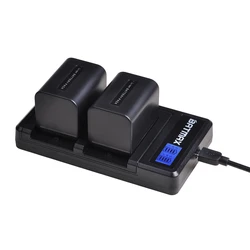 Cargador USB Dual LCD para cámara Sony, batería de 2500mAh, NP-FV70 NP FV70, para Sony NP-FV70, NP-FV90, NP-FV100, FV120, HDR-SR68, DCR-SX85, 2 DCR-S.