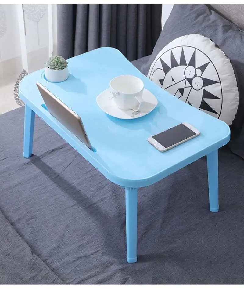 Folding Laptop Table Notebook Desk Breakfast Serving Bed Trays Adjustable Foldable with Flip Top and Legs Computer Desk Stand