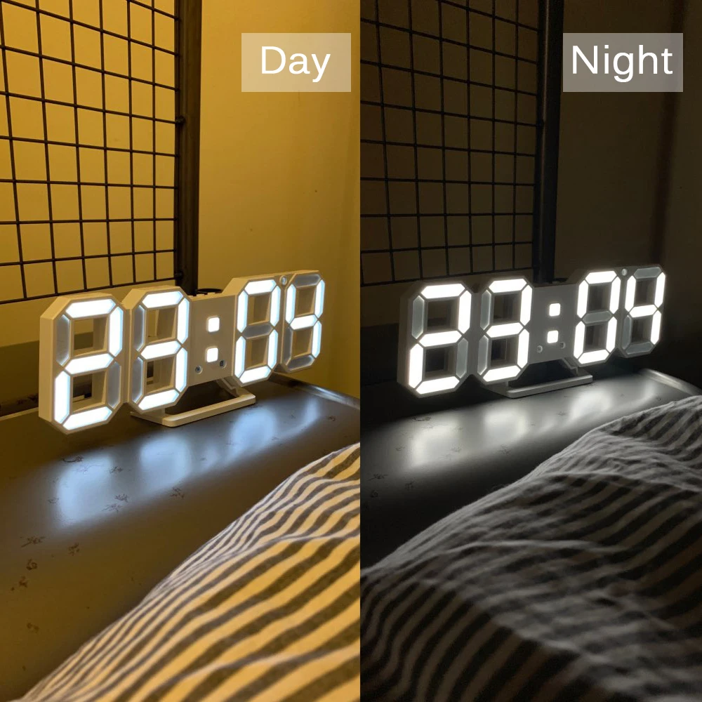 3D LED Wall Clock Modern Design Digital Table Clock Alarm Night Light Saat Wall Clock for Home Decor Living Room