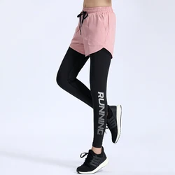 Pantaloni da corsa da donna 2 In 1 Yoga sport Leggings da Fitness pantaloni sportivi da allenamento ad asciugatura rapida pantaloni sportivi da palestra a vita alta