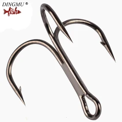 10pcs Fishing Hooks High Steel Carbon Material Treble Black Fishing Hook Round Folded Saltwater Bass 3/0 # -10 # Tackle Tools